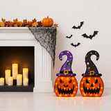 28 Inch Pumpkin Witch Hat Halloween Decoration Set 2 Pcs