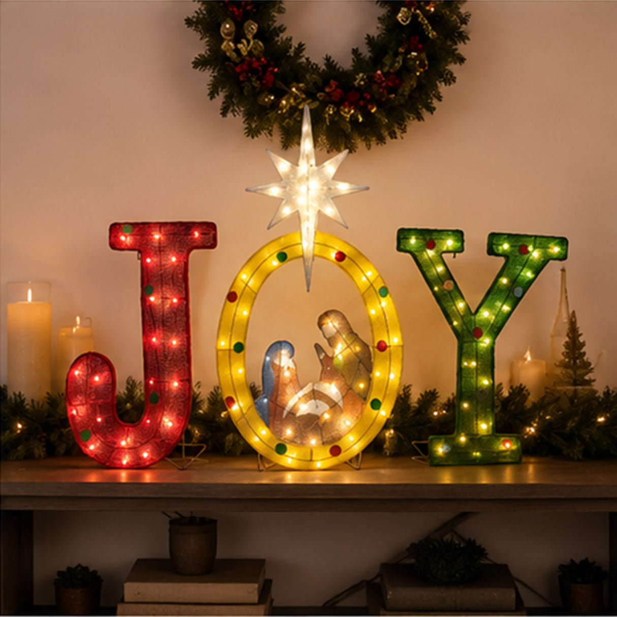 LED Lighted JOY Sign Christmas Outdoor Decoration
