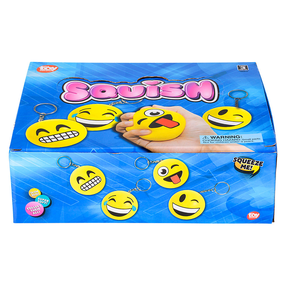 Emoticon Squish Backpack Clip (24 Pack Display)