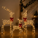 Lighted Silver Reindeer Christmas Yard Decor Set