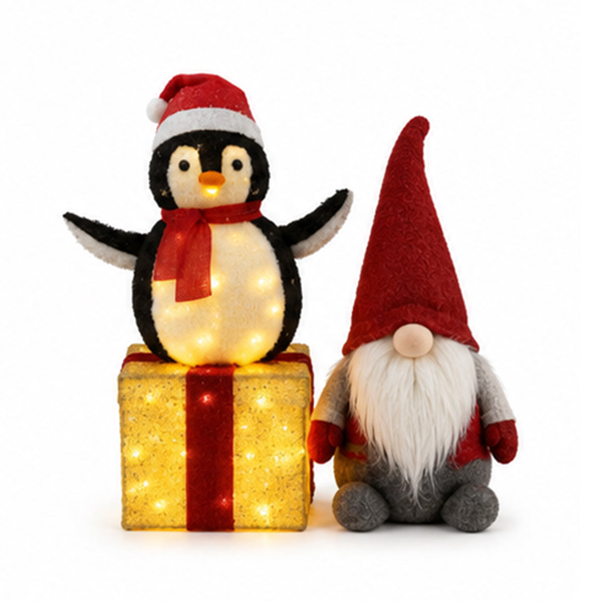 Lighted Penguin Gift Box Christmas Yard Decoration