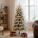 6FT Pre Lit Flocked Christmas Tree Warm White LED