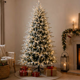 7.5FT Pre Lit Flocked Christmas Tree Warm White LED