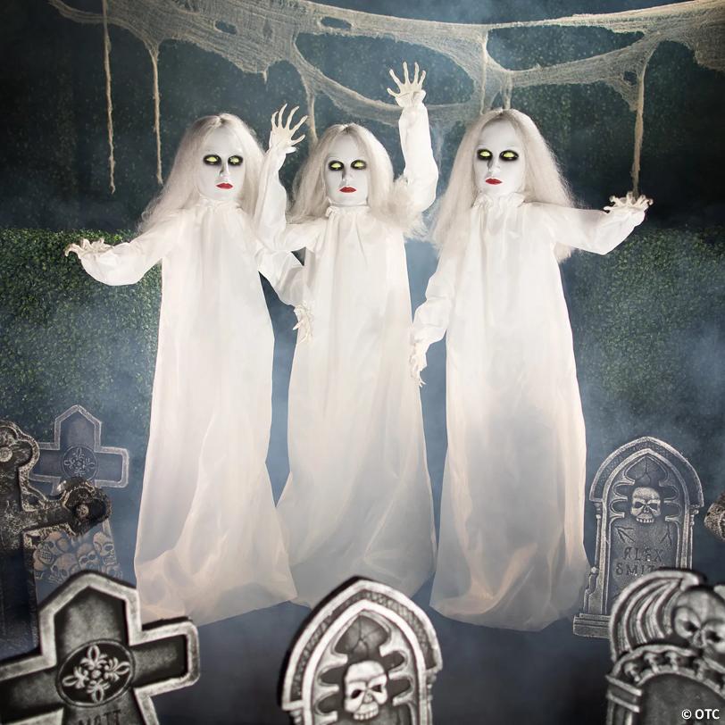 4 ft. Halloween Ghostly Girl Yard Stakes Halloween Decoration - 3 Pc.