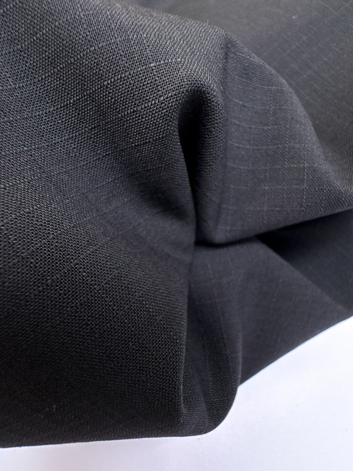 Black Wool Blend Ripstop Fabric