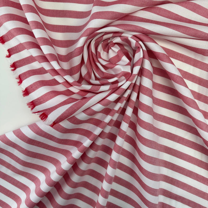 Cotton Red Striped Shirt Fabric