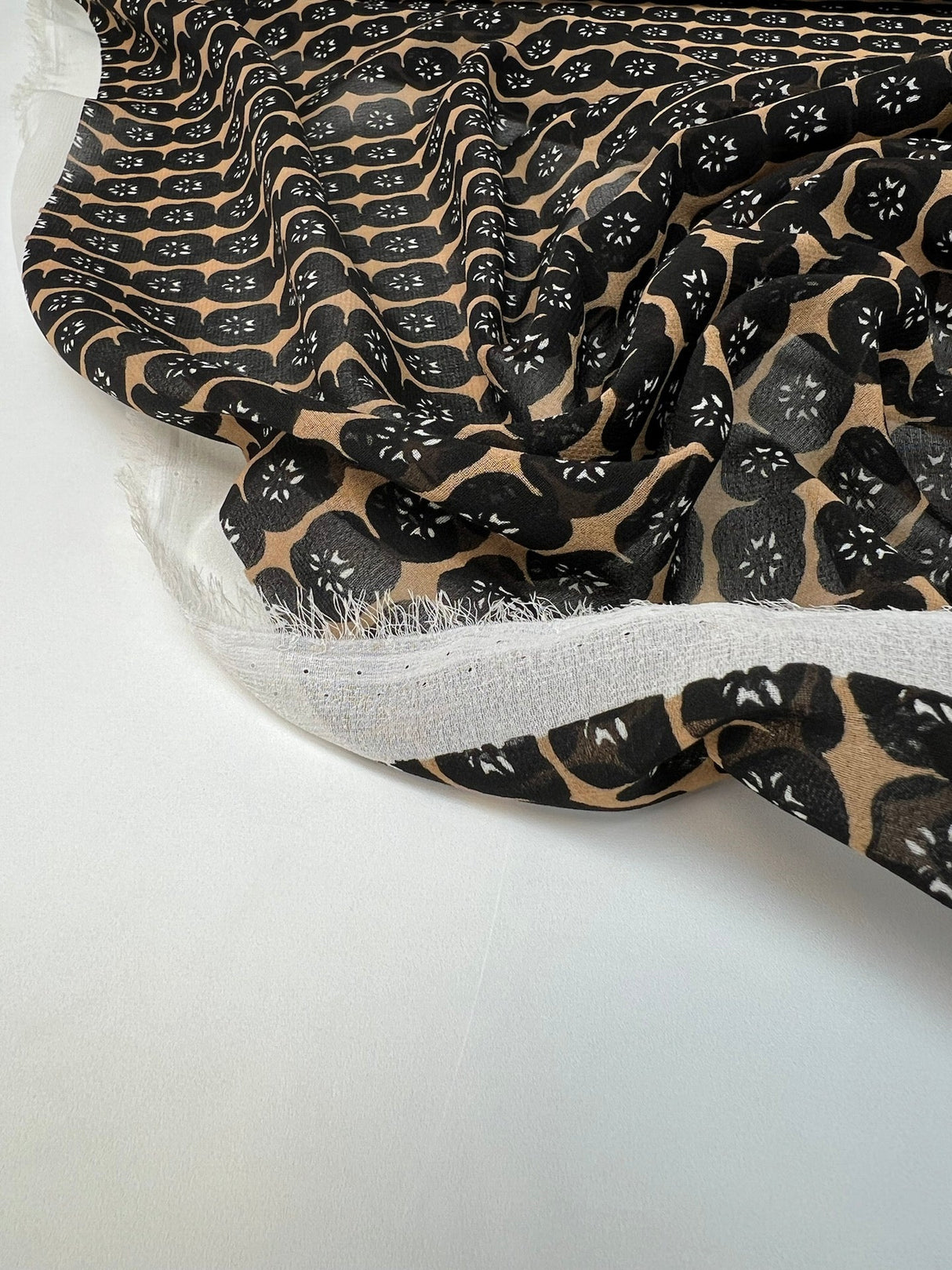 Polyester Chiffon Geometric Print Black Brown