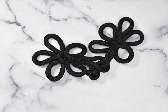 Frog Button Black Floral Heavy-Duty