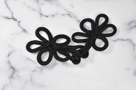 Frog Button Black Floral Heavy-Duty