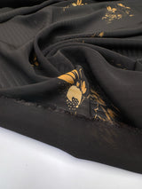 Cotton Chiffon Printed Floral Black Yellow