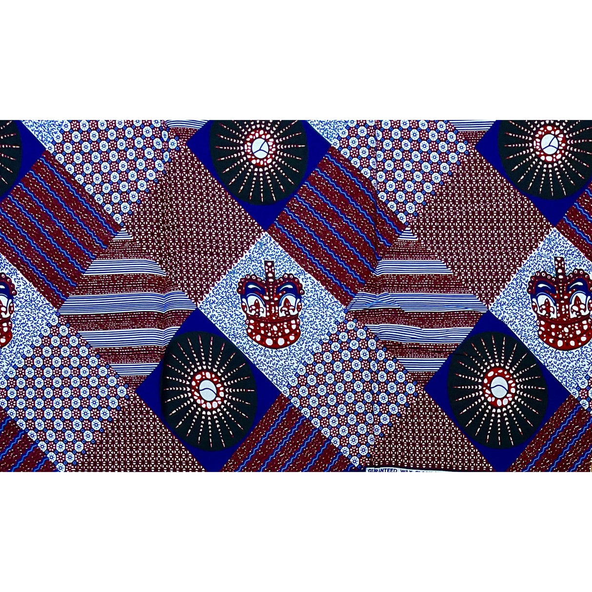 African Print Ankara Cotton Fabric - Brown, Blue, White Scatta, 46" Width (Per Yard)