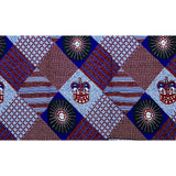 African Print Ankara Cotton Fabric - Brown, Blue, White Scatta, 46" Width (Per Yard)