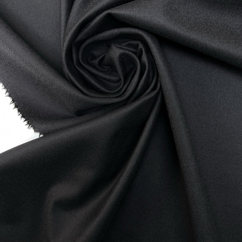 Wool Twill Black Fused Fabric