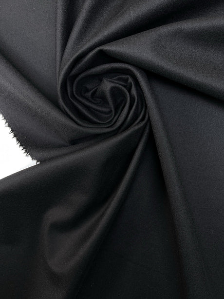 Wool Twill Black Fused Fabric