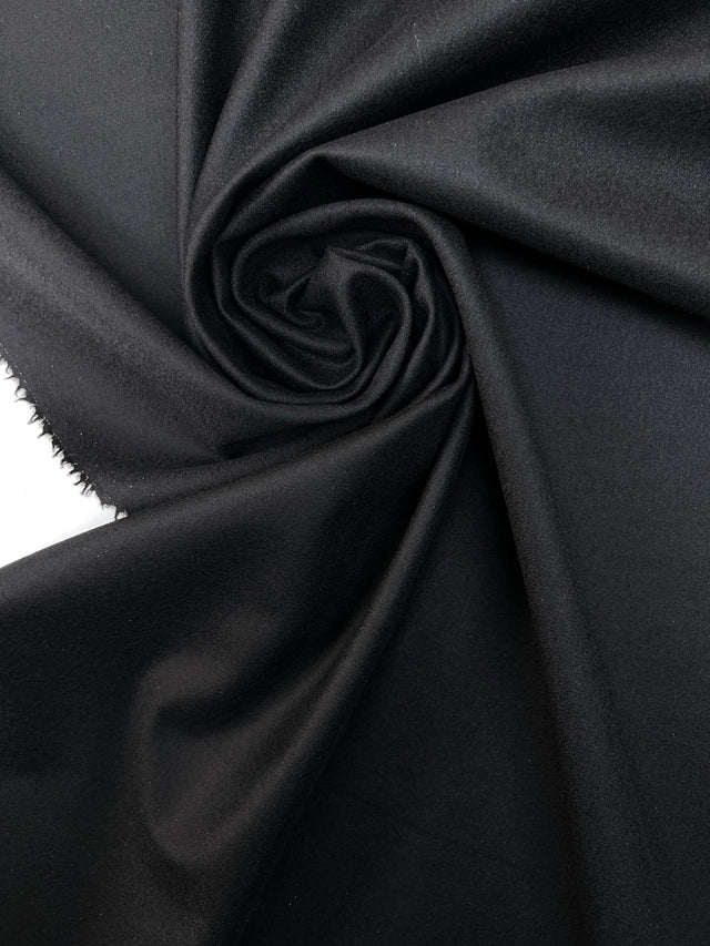 Wool Twill Black Fused Fabric