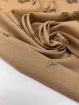 Printed Beige Wool Fabric