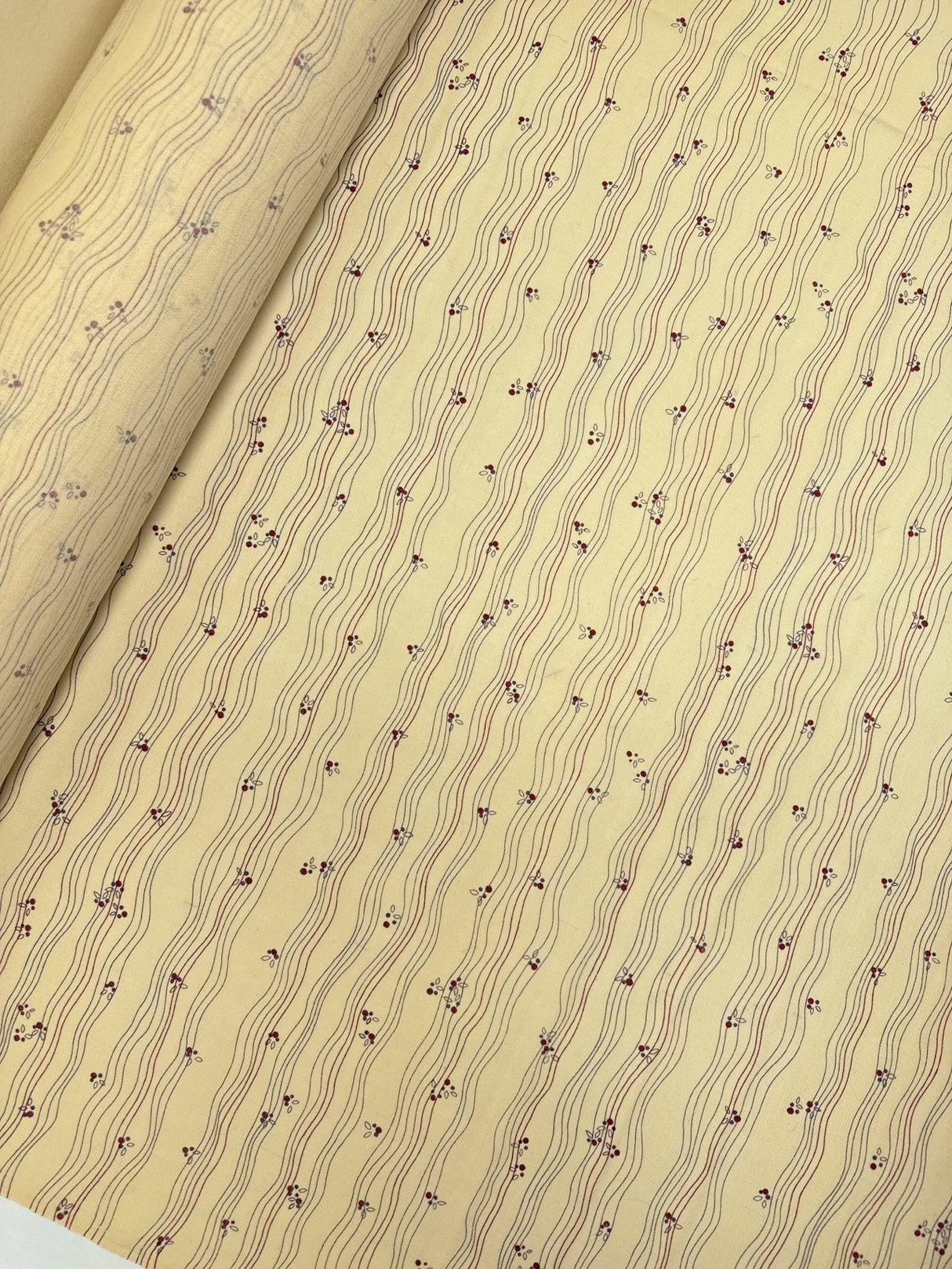 Printed Beige Wool Fabric