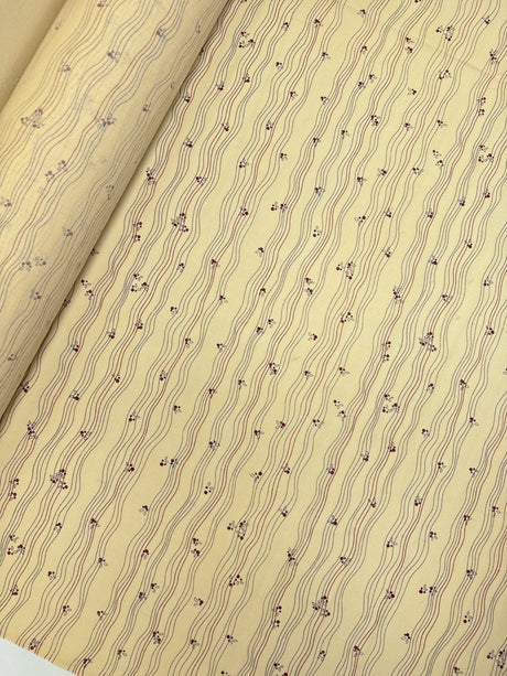 Printed Beige Wool Fabric