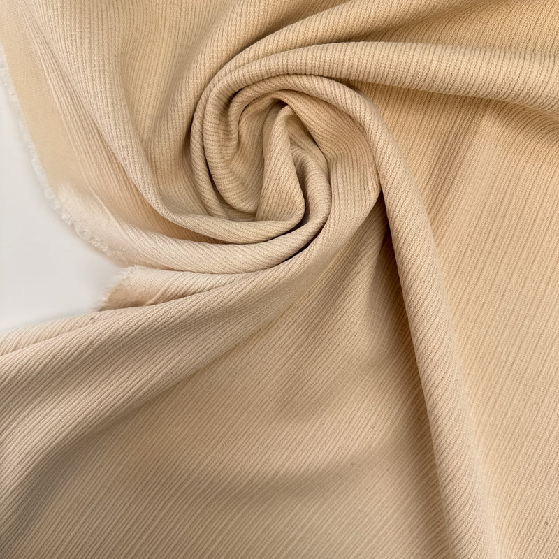 Cotton Ribbed Fabric Beige Stretch