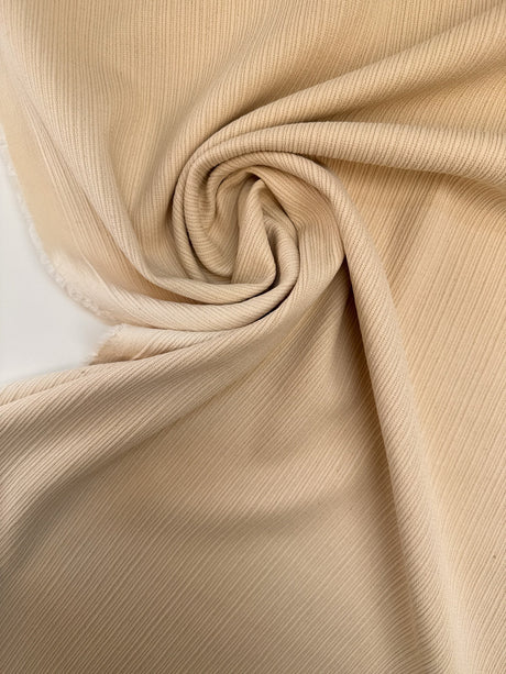 Cotton Ribbed Fabric Beige Stretch
