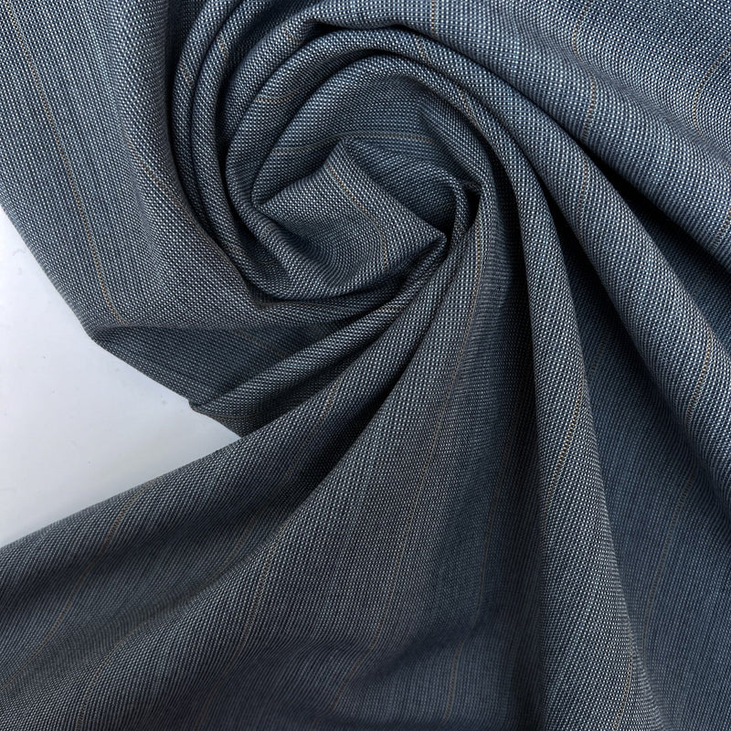 Wool Polyester Suit Fabric Checked Brown Blue