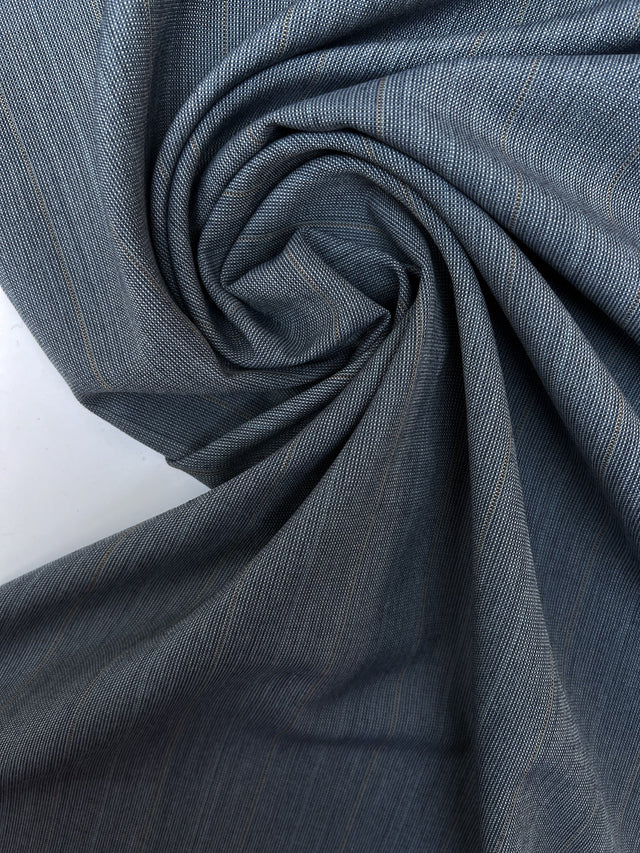 Wool Polyester Suit Fabric Checked Brown Blue