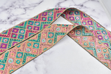 Embroidered Trim Multi-Color Beaded 2.25"