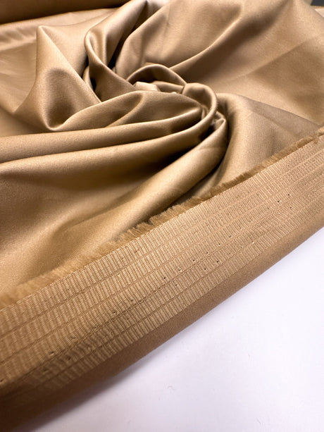Cotton Viscose Fabric Brown Beige Stretch