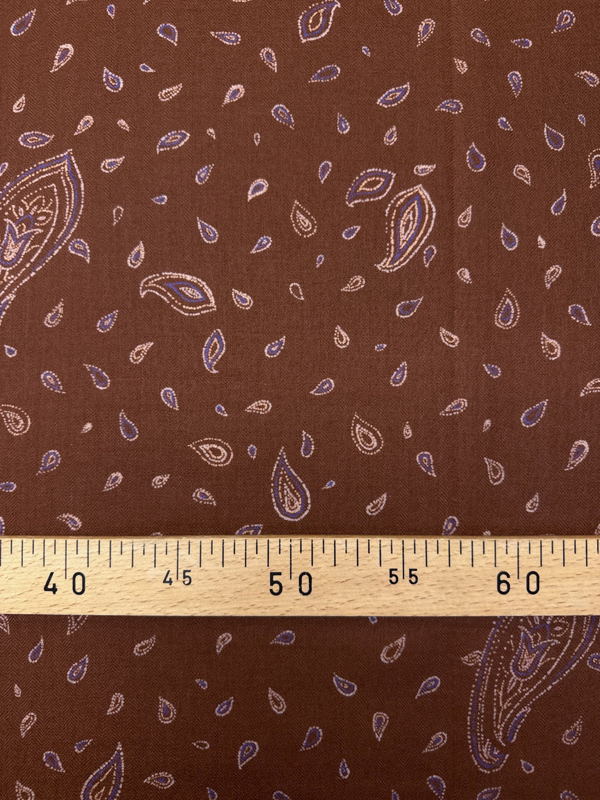 Wool Twill Printed Purple Brown Fabric
