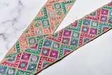 Embroidered Trim Multi-Color Beaded 2.25"