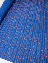 Virgin Wool Blue Printed Fabric