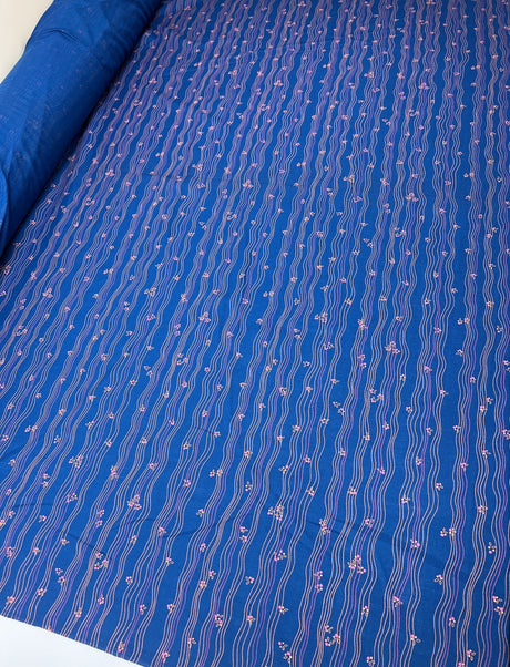 Virgin Wool Blue Printed Fabric