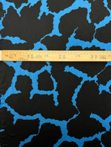 Polyester Elastane Knitted Fabric Printed Blue Black
