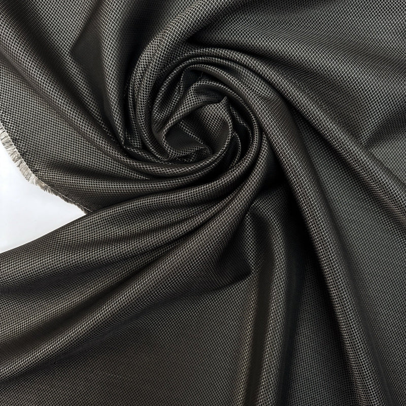 Wool Jacquard Fabric Silver Black