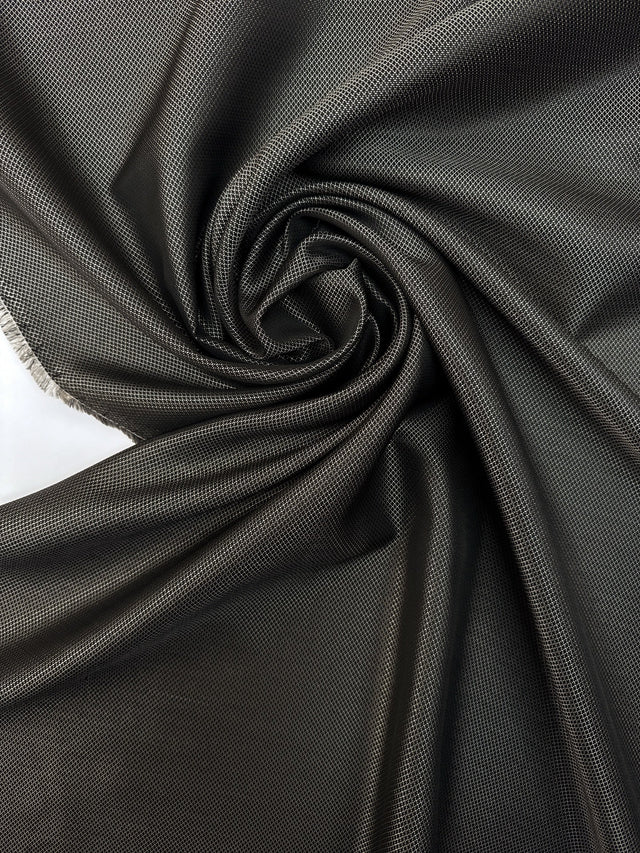 Wool Jacquard Fabric Silver Black