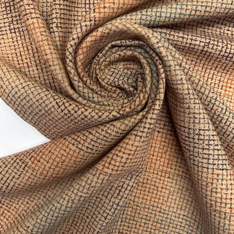Wool Checked Printed Fabric