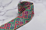 Embroidered Trim Multi-Color Beaded 2.25"