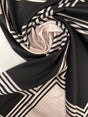 Printed Polyester Sateen Fabric Beige Black