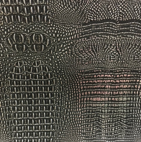Black Silver Two Tone Alligator Vinyl Fabric,