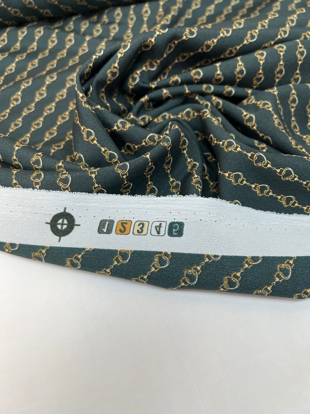 Printed Polyester Crepe Green Beige