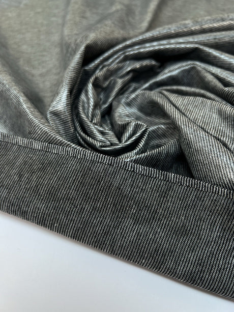 Polyester Cotton Polyurethane Knitted Gray Stripe