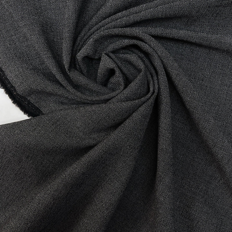 Wool Cotton Suiting Fabric Gray Black