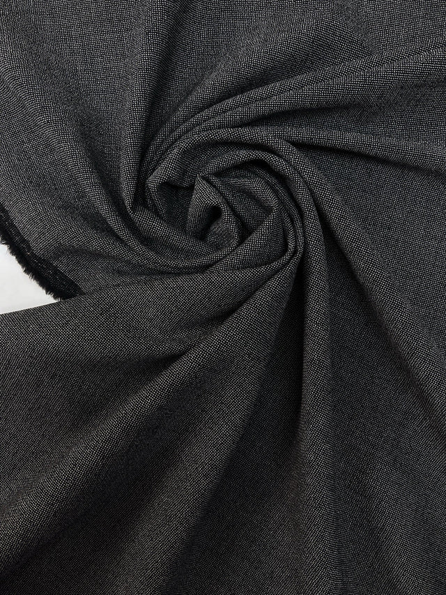Wool Cotton Suiting Fabric Gray Black