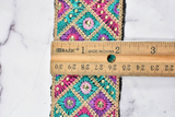 Embroidered Trim Multi-Color Beaded 2.25"