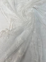 Viscose Cotton Lace Floral White