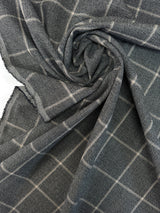 Polyester Viscose Elastane Checked Knit Gray Beige Blue