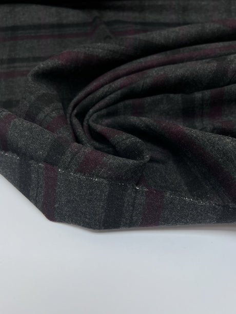 Wool Blend Tweed Multicolour Checked Stripe