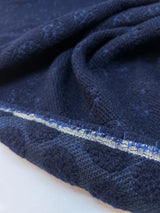 Wool Silk Double Weave Blue Abstract Fabric