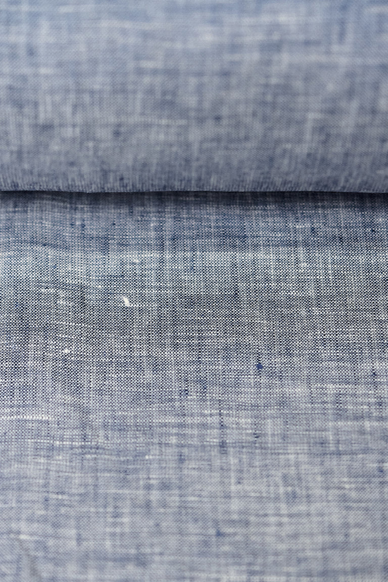 1 Yard Navy or Off White 2 Tone Melange Linen Fabric Lightweight Flat Weave 58 Inches Wide