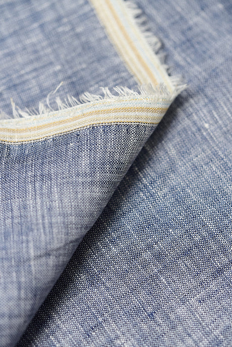 1 Yard Navy or Off White 2 Tone Melange Linen Fabric Lightweight Flat Weave 58 Inches Wide